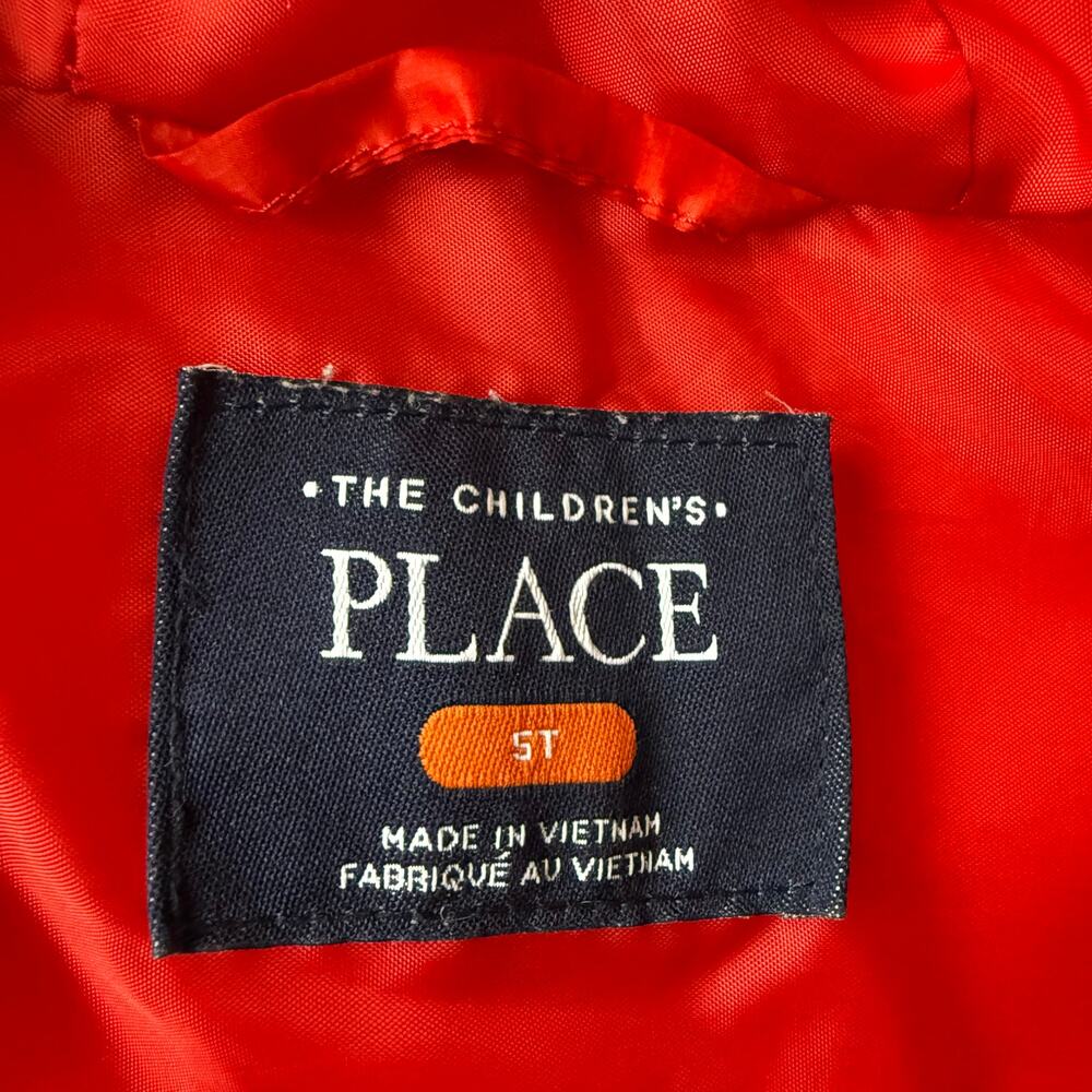 The Children's Place Red Full Zip Quilted Hooded Puffer Coat Size 5T Winter - Picture 2 of 7